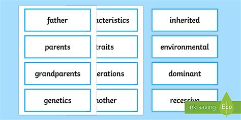 Inheritance Word Cards