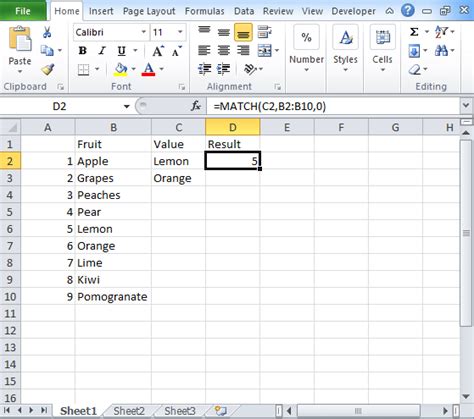 Image result for Using Match Function in Excel