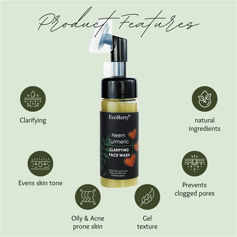 EcoBerry Neem and Turmeric Face Wash, Organic Natural Care
