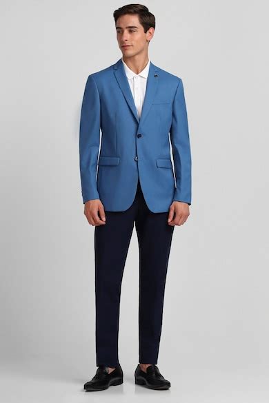 Buy Men Blue Slim Fit Solid Casual Blazer Online - 888391 | Allen Solly