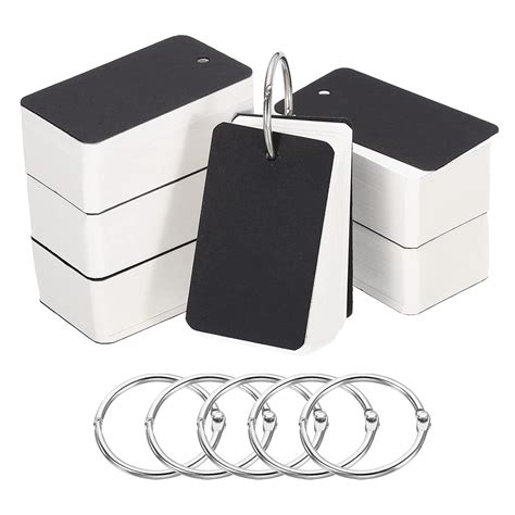 PATIKIL 2.8" x 1.5" Blank Flash Cards with Rings, 600 Pack Study Cards ...