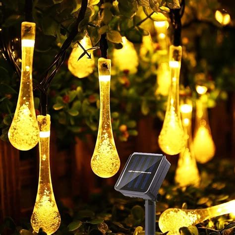 XERGY 30 LED Solar Lights Outdoor Garden Water Drop, Waterproof Solar ...