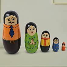 Buy CHANNAPATNA TOYS Wooden Family Russian Nesting Dolls Set for Kids ...