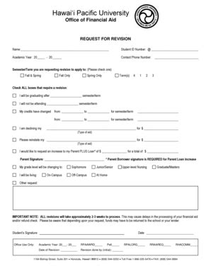 Fillable Online hpu Semester/Term you are requesting revision to apply ...