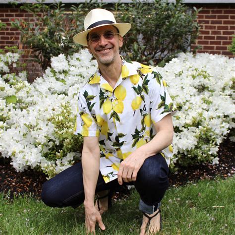 male pattern boldness: Modeling the Completed Lemon-print Shirt!