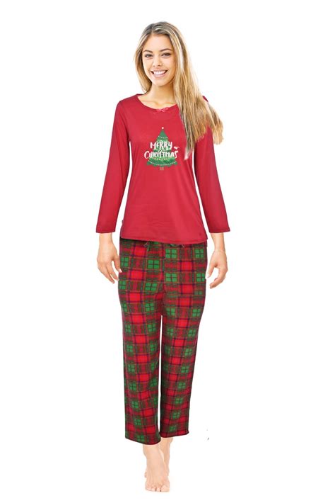 JEFFRICO Womens Christmas Pajamas For Women Long Sleeve Pajamas Top and ...