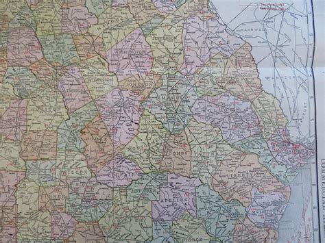 Georgia State Map Railroads Atlanta Savannah 1912 scarce huge ...