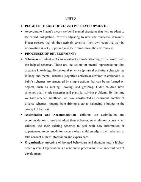 UNIT-3 - Notes and Pointers - UNIT- 1. PIAGET’S THEORY OF COGNITIVE ...
