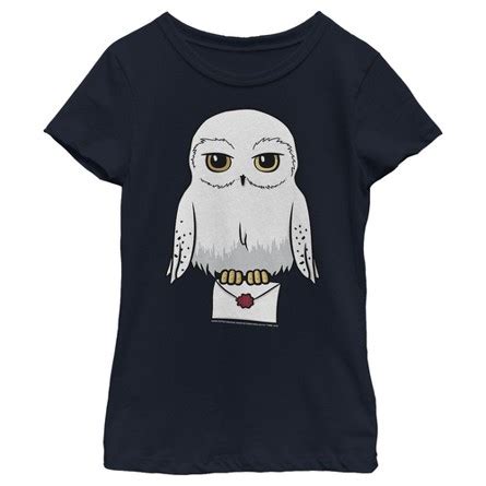 Buy Girl's Harry Potter Cartoon Hedwig Letter T-Shirt - Navy Blue ...