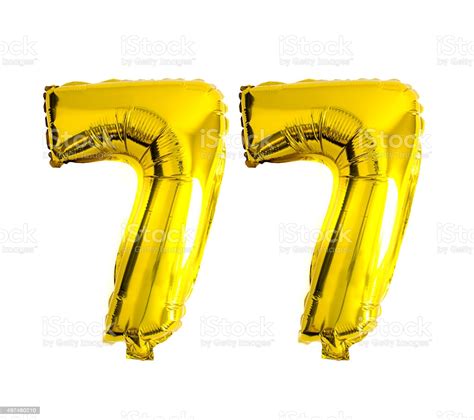 Number 77 Written With Helium Foil Balloons Stock Photo - Download ...