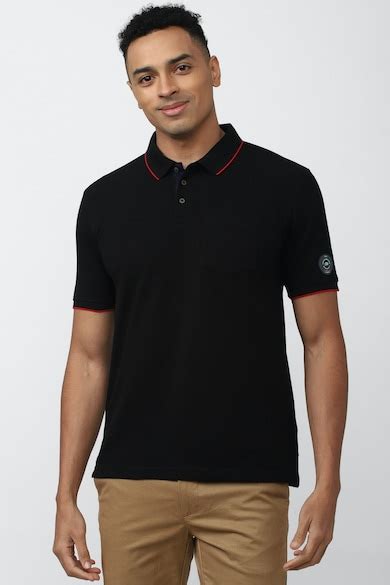 Buy Men Black Solid Polo Neck Collar T-shirt Online - 856344 | Peter ...