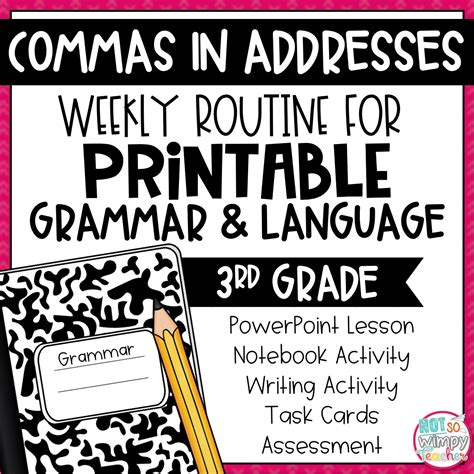 Grammar Third Grade Activities: Commas in Addresses - Not So Wimpy Teacher