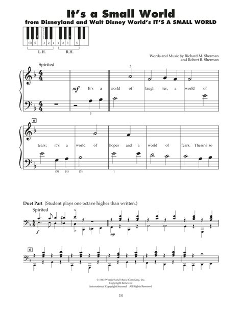 It's A Small World Sheet Music | Sherman Brothers | 5-Finger Piano