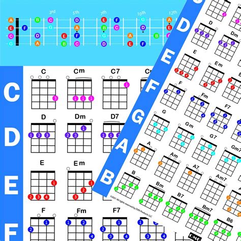 QMG Ukulele Chords Poster, An Educational Reference India | Ubuy