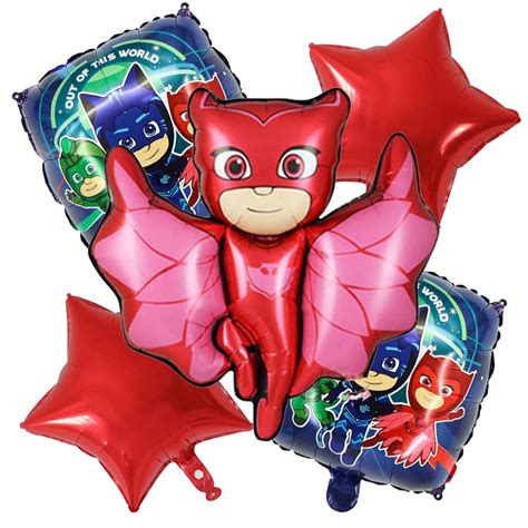 LOVSONG Birthday Party Balloons - 5 PCS PJ Mask Friends and Foil ...
