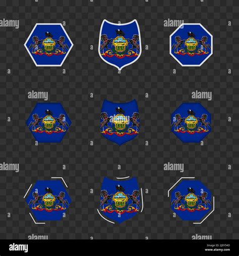 National symbols of Pennsylvania on a dark transparent background ...