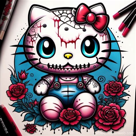 Creepy Helloo Kitty Tattoo Idea | Stable Diffusion Online