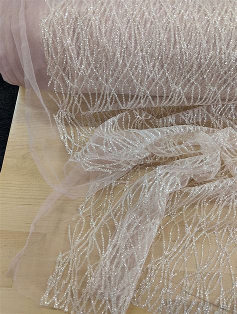 1 Yard Glitter Lace Sheer Mesh Fabric with Shine and Minimal Stretch ...