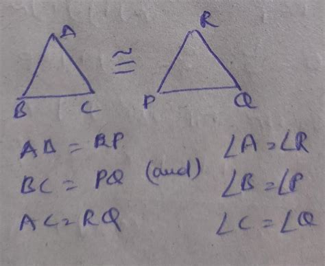 IF TRIANGLE ABC≅ TRIANGLE RPQ AND ∠A=∠R THEN SIDE BC EQUALS? - Brainly.in
