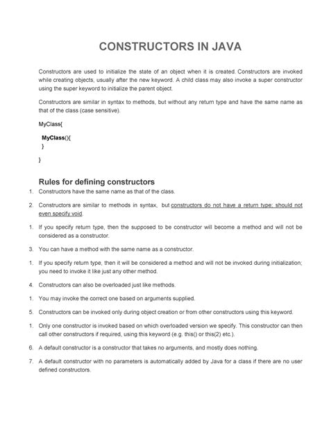 Constructor in Java - dwqrfw - CONSTRUCTORS IN JAVA Constructors are ...