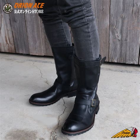 Indian インディアン サイドジップ仕様 チェンジガード付 レザーエンジニアブーツ AEGIS ブラック OIM-022 : ...