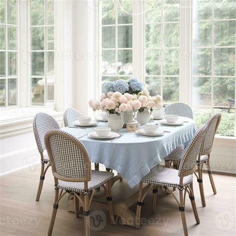 país comida habitación decoración con azul detalles, interior diseño y ...