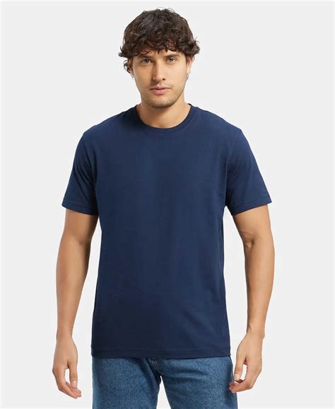 Buy Super Combed Cotton Rich Round Neck Half Sleeve T-Shirt - Navy 2714 ...
