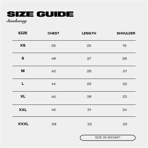 SIZE GUIDE – Hashway Clothing