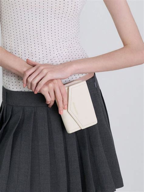 Cream Stitch Trim Envelope Wallet - CHARLES & KEITH IN