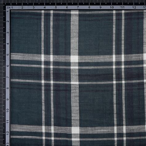 Buy Dark Blue Check Pattern Loom Textured South Cotton Double Cloth ...