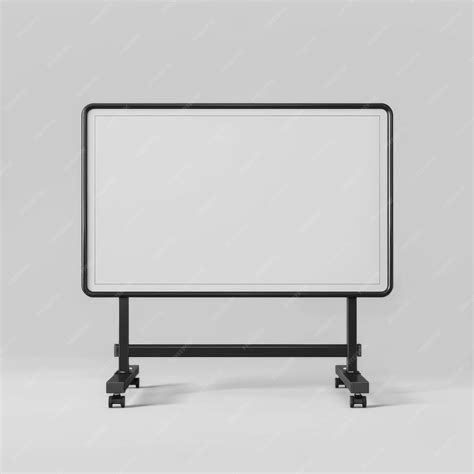 Premium Photo | White board on wheels against gray background