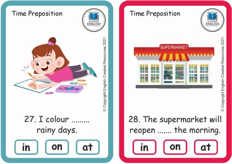 Grammar Activity: Prepositions of Time | Task Cards