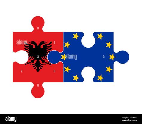 Connected puzzle of flags of Albania and European Union, vector Stock ...