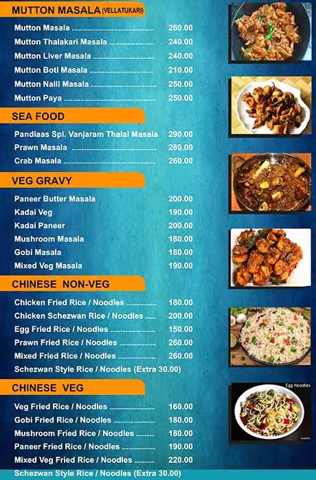 Menu at TKM Pandiaas, Chennai