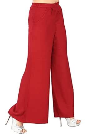 Buy VINIE Women's Wide Leg Palazzo - PPP104_Red_Free Size at Amazon.in