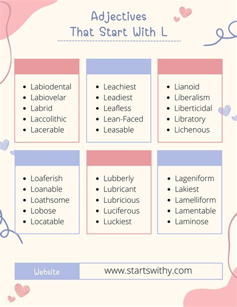 850+ Adjectives That Start With L