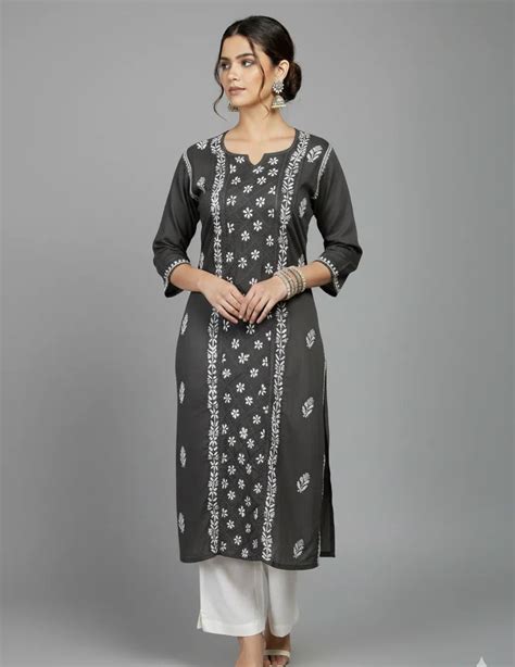 Elegant Center Panel Cotton Chikankari Kurta – Handcrafted Ethnic Grac ...