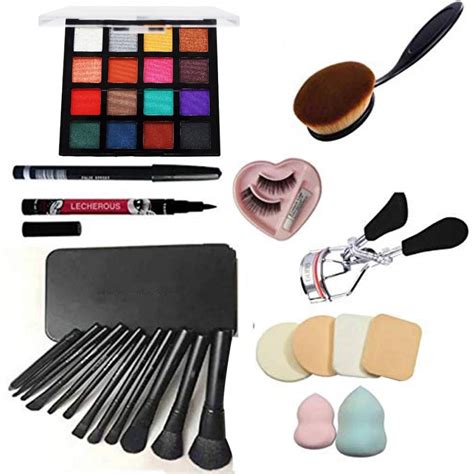 Buy Adbeni Face makeup combo of Makeup brush pack of 7pc with eyelashes ...
