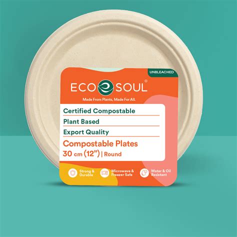 ECO SOUL | Bagasse Compostable Dinner Plates | 12" Round – ECOSOUL HOME ...