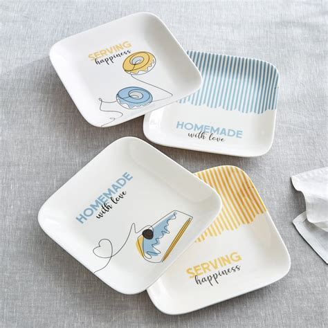Buy Bakers Pride Veha Set of 4 Melamine Printed Snack Plates from Home ...