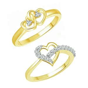 Vighnaharta Valentine Graceful Heart CZ Gold and Rhodium Plated Alloy ...