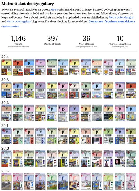 Metra ticket design gallery - C82: Works of Nicholas Rougeux