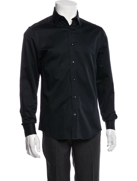 Versace Collection Long Sleeve Dress Shirt - Black Dress Shirts ...