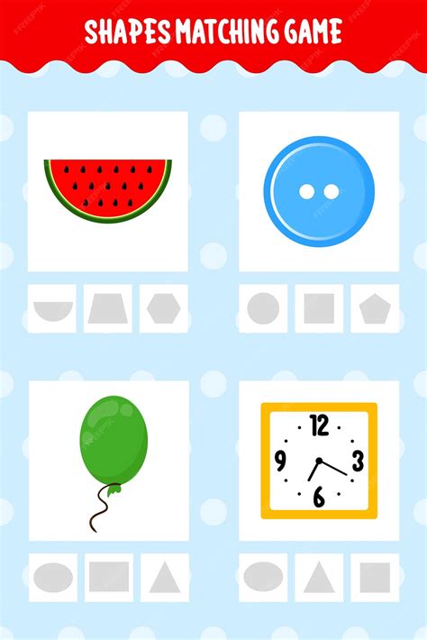 Premium Vector | Printable shape matching game fun and educational ...