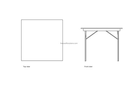 Folding Card Table - Free CAD Drawings