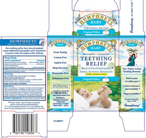 HUMPHREYS BABY TEETHING RELIEF ORIGINAL- matricaria recutita, arabica coffee bean, tribasic ...
