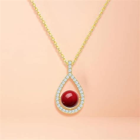 Classic Teardrop Halo Rose Silver Gold CZ Anti Tarnish Brass Necklace ...