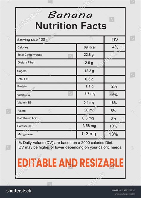 100g Banana Nutrition: Over 1 Royalty-Free Licensable Stock ...