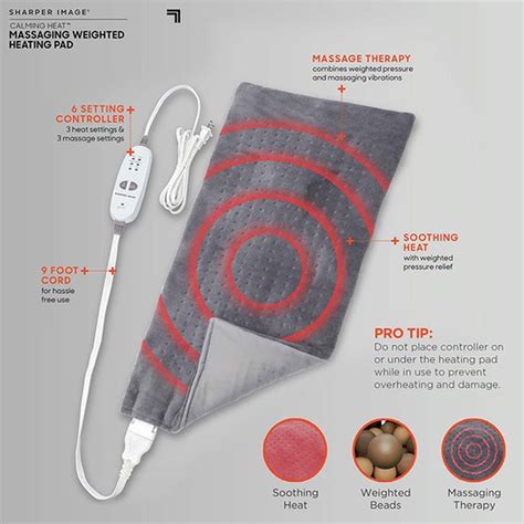 Sharper Image® Calming Heat Massaging Weighted Heating Pad, 12” x 24 ...