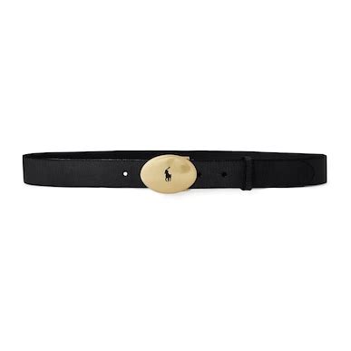 Buy Women Black Polo ID Oval-Buckle Vachetta Belt Online at The ...
